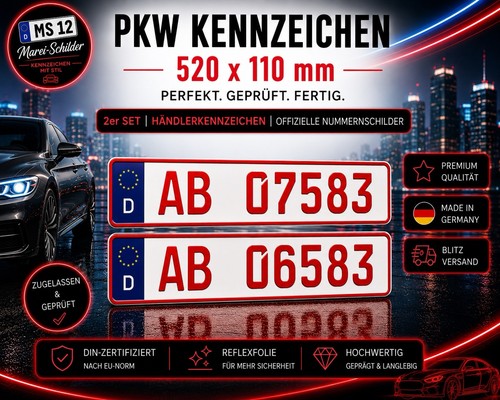 Rote kfz kennzeichen 520x110 - 2, kennzeichen|520x110